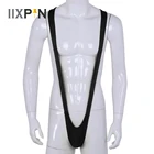 Купальник-танкини мужской, фтор, пикантное эластичное нижнее белье с глубоким V-образным вырезом, джоки, стринги, трико, боди, комбинезон