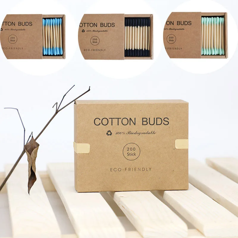 

200PCS/Box Double Head Cotton Swab Bamboo Sticks Cotton Swab Disposable Buds Cotton For Beauty Makeup Nose Ears Cleaning