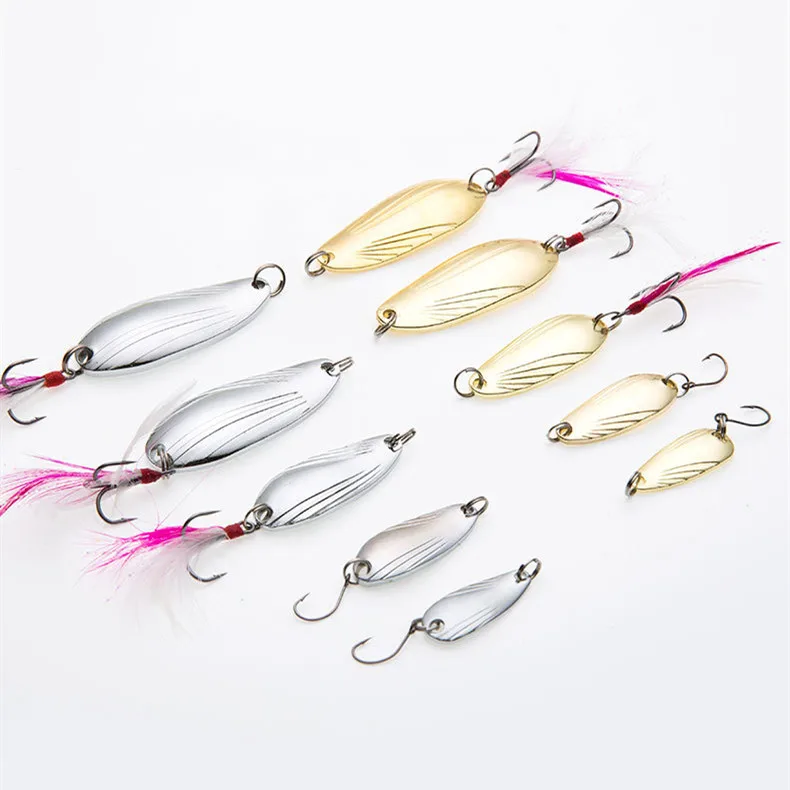 Приманка рыболовная металлическая с пером жесткая блесна золотыми и серебряными