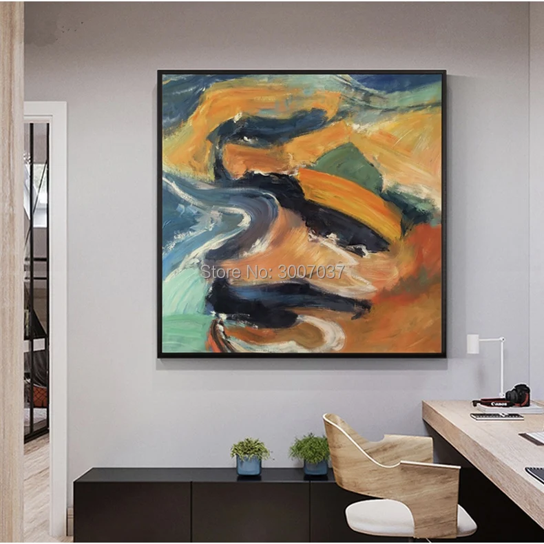 Бесплатная доставка современной ручной живописи маслом на холсте для декора гостиной, ручная работа, абстрактное красочное художественное изображение.
