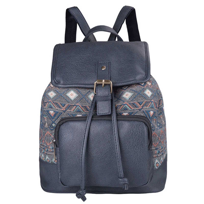 Blue2 Национальный женский рюкзак, Mochila модный рюкзак для девочек, винтажный рюкзак через плечо, женская сумка, школьный рюкзак для женщин - Цвет: Blue2