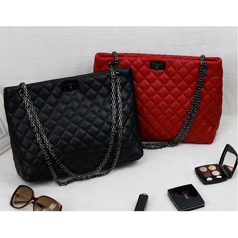 

Quilted Tote Bag For Laptop PU Leather Shopper Women's Handbag 2020 Fashion Sac A Main De Luxe Kpop Bolsos De Mujer