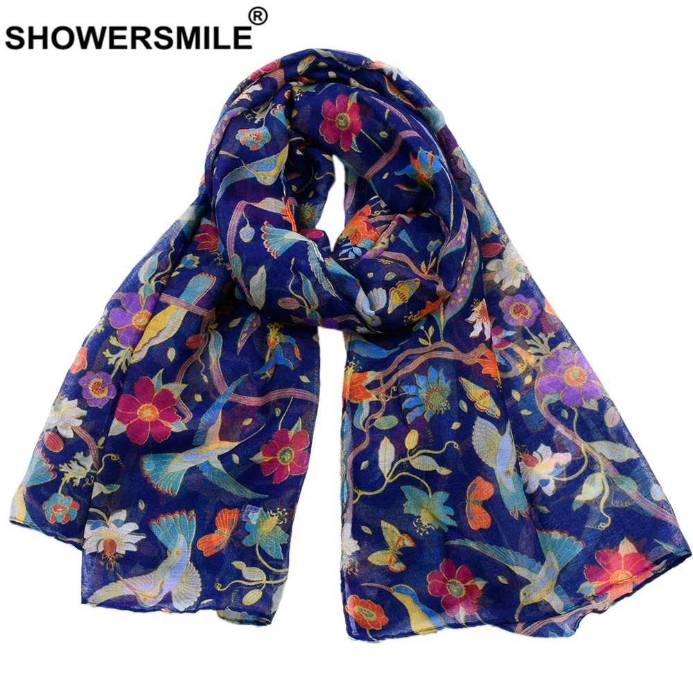 

Women Scarf Flower Print Voile Spring Autumn Colourful Scarfs for Ladies Scarf Women Echarpe