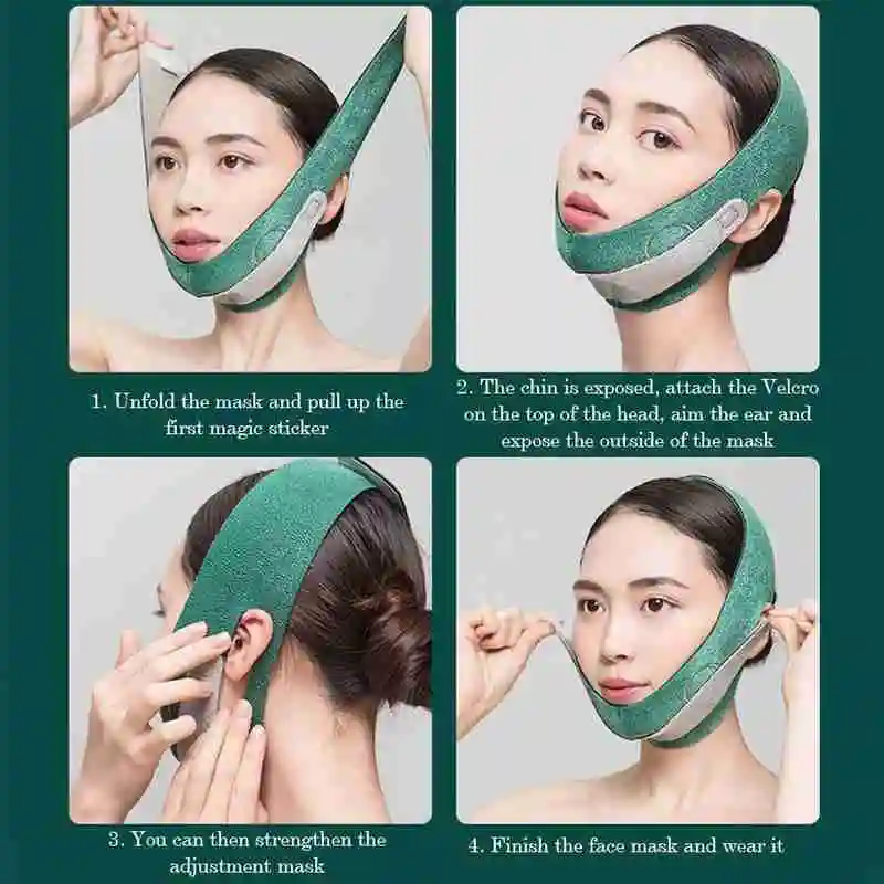 

Green Thin Face Bandage Slimming Comfortable Skin Touch Face Band Reduce Double Wrinkle Chin Beauty Tools