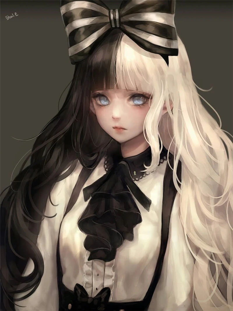 Парик для косплея парик Монокума Danganronpa женщин длинные кудрявые белые черные