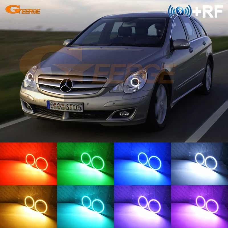 For Mercedes Benz R Class W251 2006-2009 Pre facelift BT App RF Remote Control Multi-Color RGB led angel eyes kit halo rings | Автомобили
