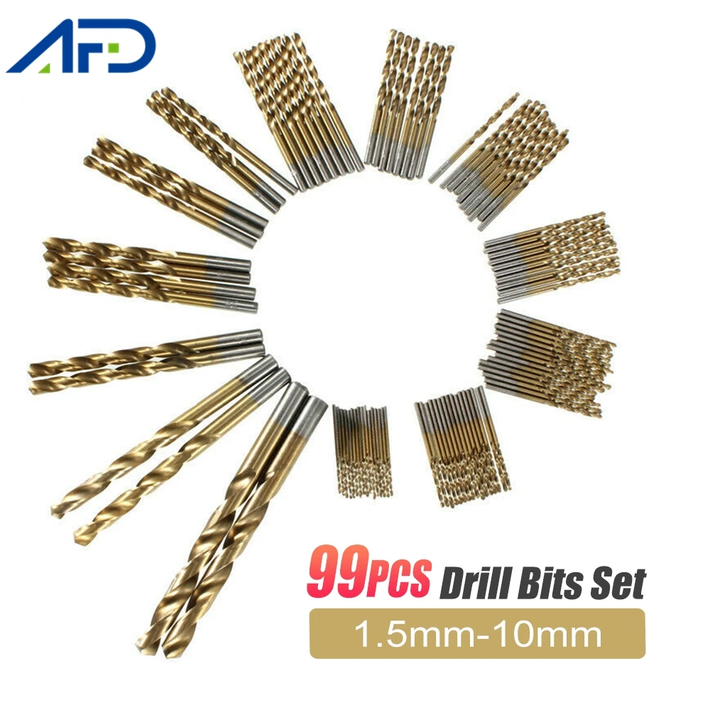 

99 шт./компл. высокоскоростное сверло с титановым покрытием из стали, высококачественные аксессуары для ручных электроинструментов 1,5 мм-10 м...