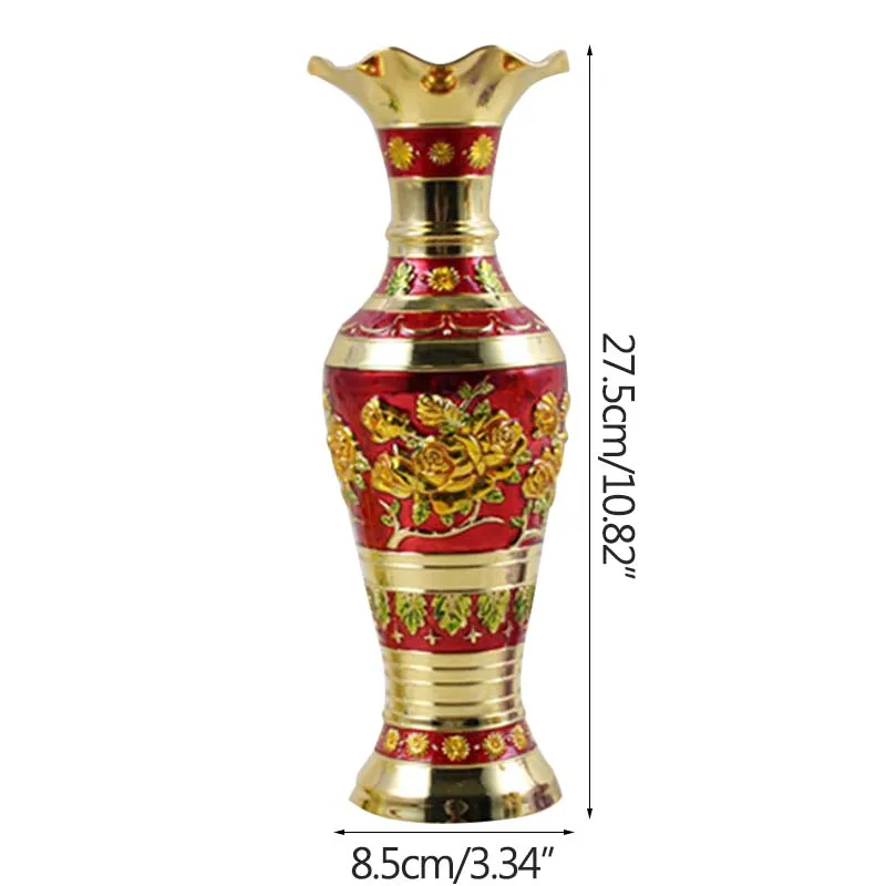 

European Retro Enamel Flower Vase Creative Metal Alloy Hydroponic Device Room Decor Ornament Home Decoration Accessories