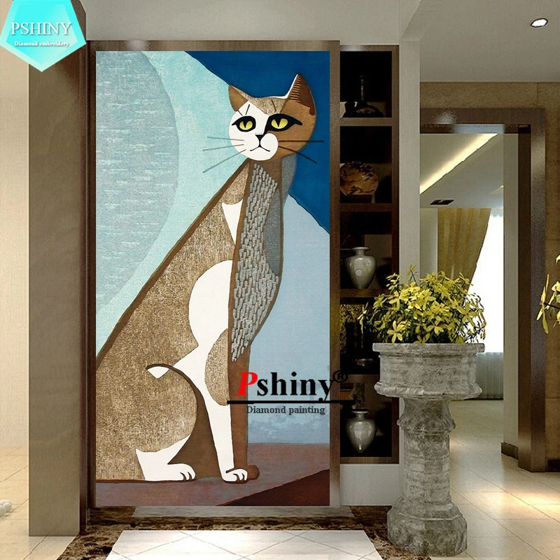 Алмазная вышивка PSHINY 5D сделай сам абстрактное искусство коты полное сверление