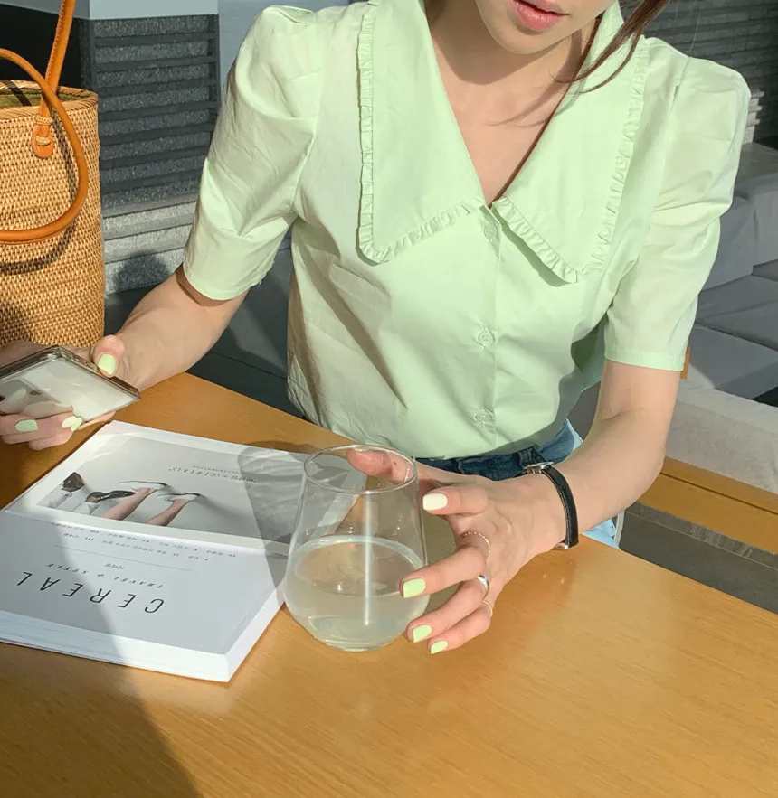 Женская блузка с рукавами-фонариками REALEFT винтажная Повседневная свободного