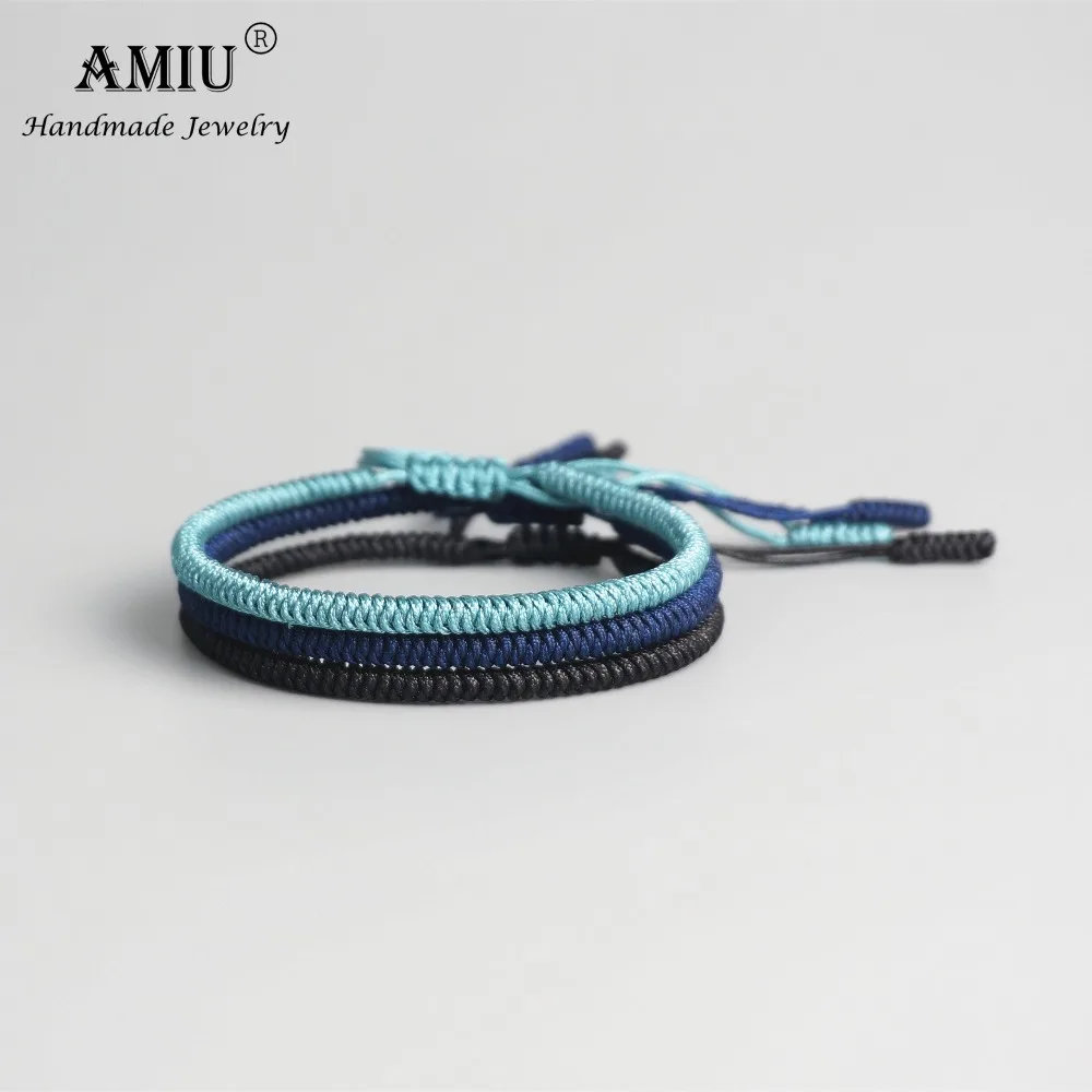 

AMIU 3PCS Multi Color Tibetan Buddhist Good Lucky Charm Tibetan Bracelets & Bangles For Women Men Handmade Knots Rope Bracelet