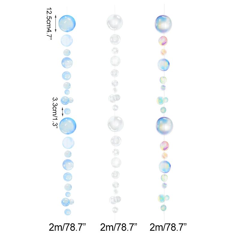 

2pcs Clear Bubble Hanging Garland Ocean Theme Decoration Mermaid Party Birthday Baby Shower Colorful Circle Wall Hanging Banner