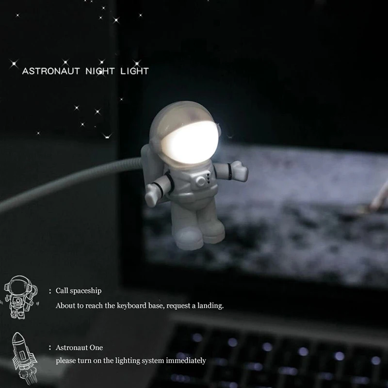 

Portable Led Usb Night Lamp Interesting Astronaut Shape Laptop Keyboard Read Dormitory Emergency Nightlight Spaceman Decor Light