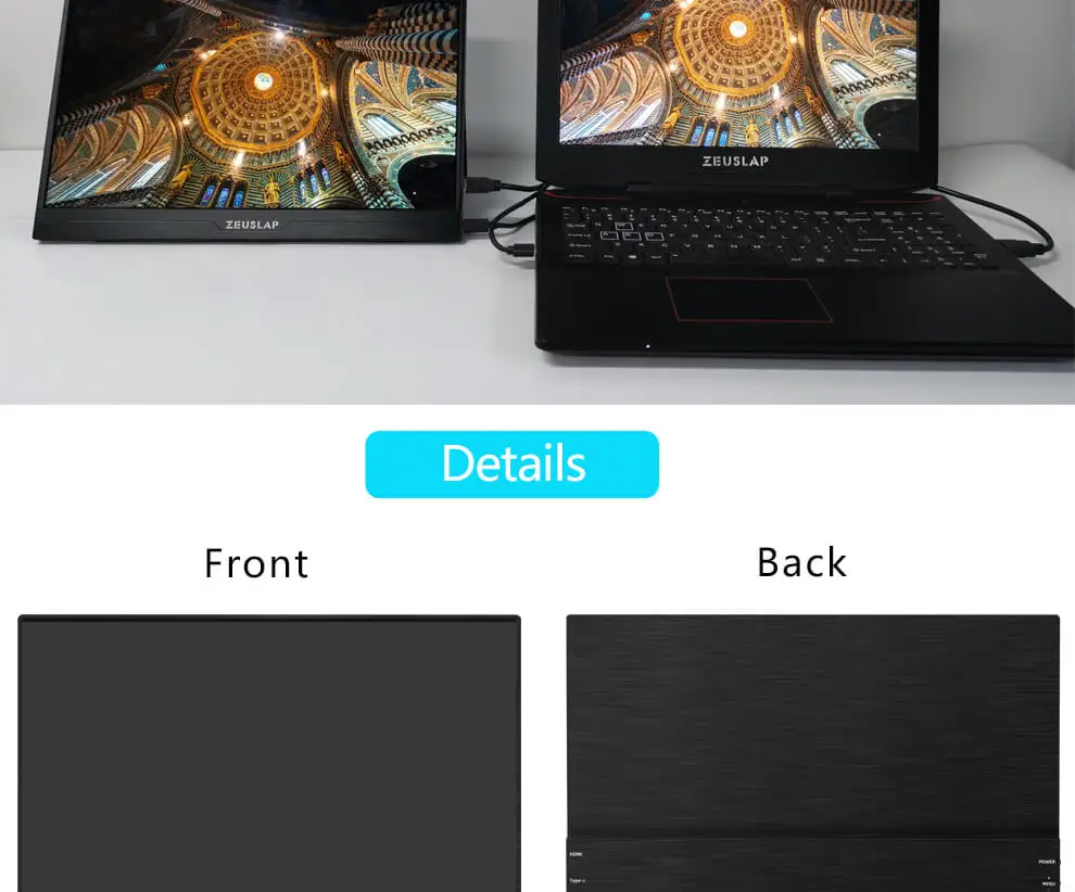 13," 15,6" 1080P HDR портативный монитор HDMI USB C Дисплей для ПК, ноутбука, телефона, PS4, переключатель, xbox HD ips экран игровой монитор