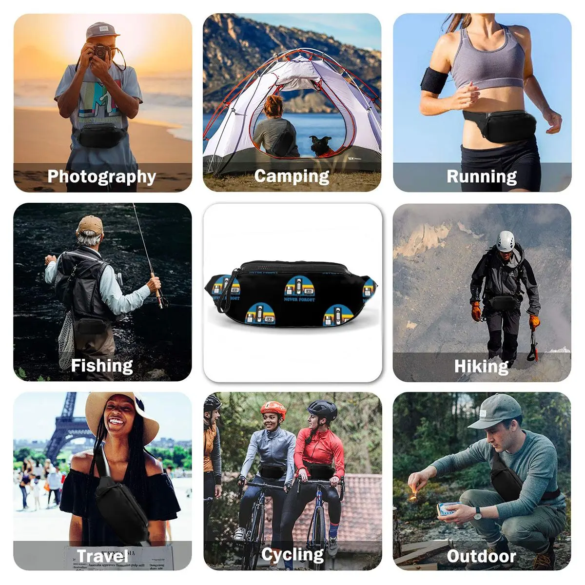 

Disk Waist Bag Woman Running Waist Pack Funny Polyester Bag