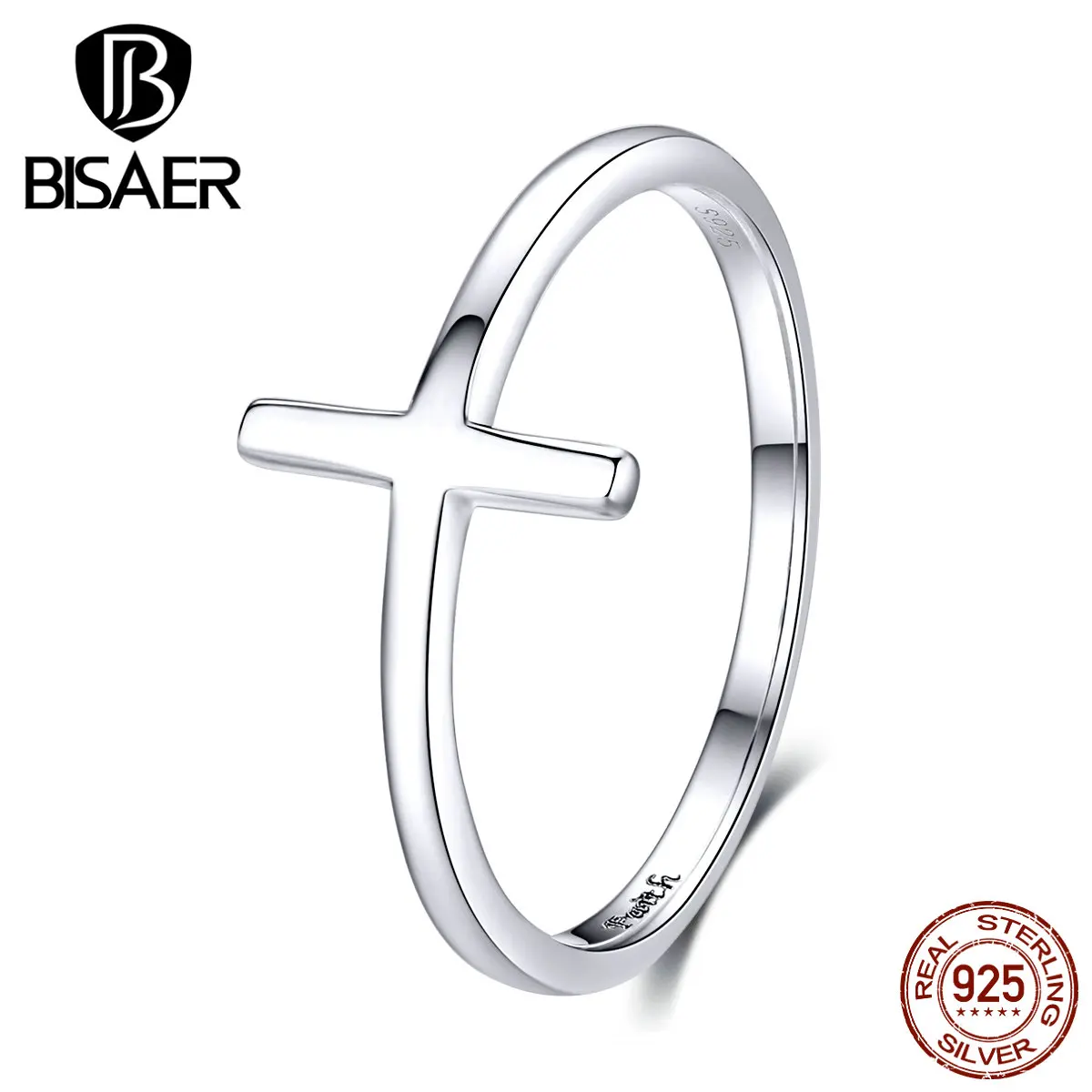 Крест Anel BISAER 925 пробы серебряный крест вера женские кольца на палец для женщин модные ювелирные изделия из стерлингового серебра ECR562
