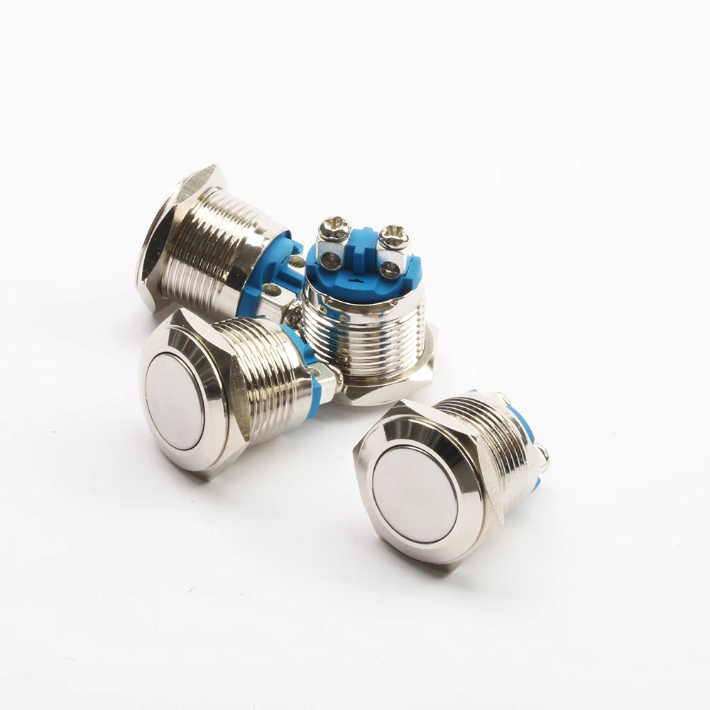 Металлический кнопочный переключатель IP67 водонепроницаемый никелированный