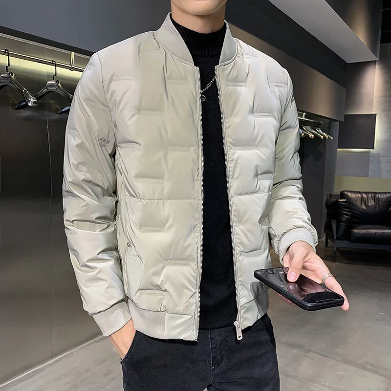 85% Down Content 2021 Winter Fashion Warm Short Round Neck Down Men's White Duck Down Jacket Coat