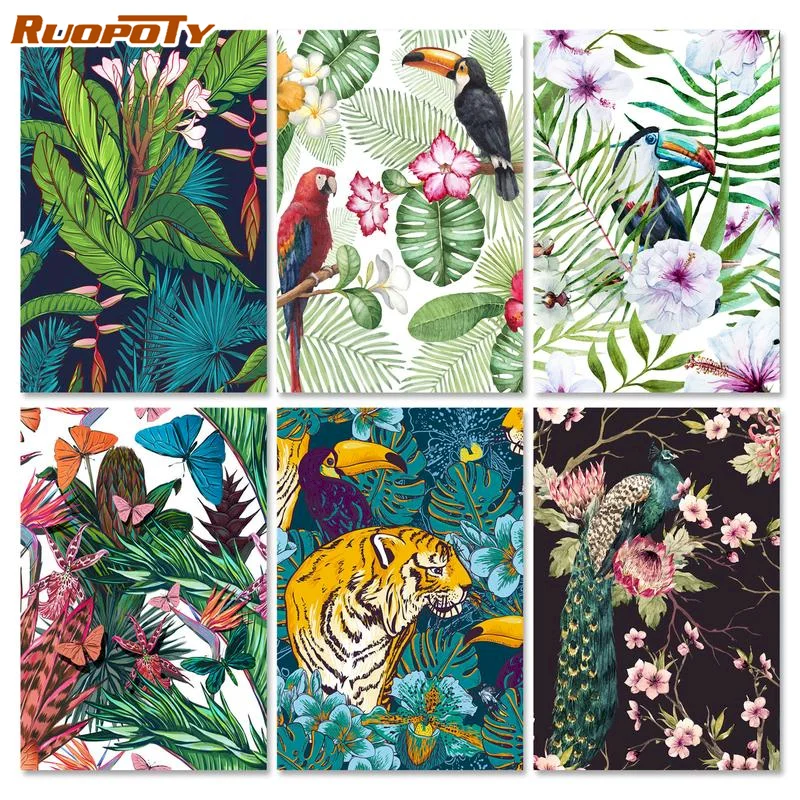 RUOPOTY DIY Набор для рисования по номерам 60x75 см рамка акриловая краска взрослых
