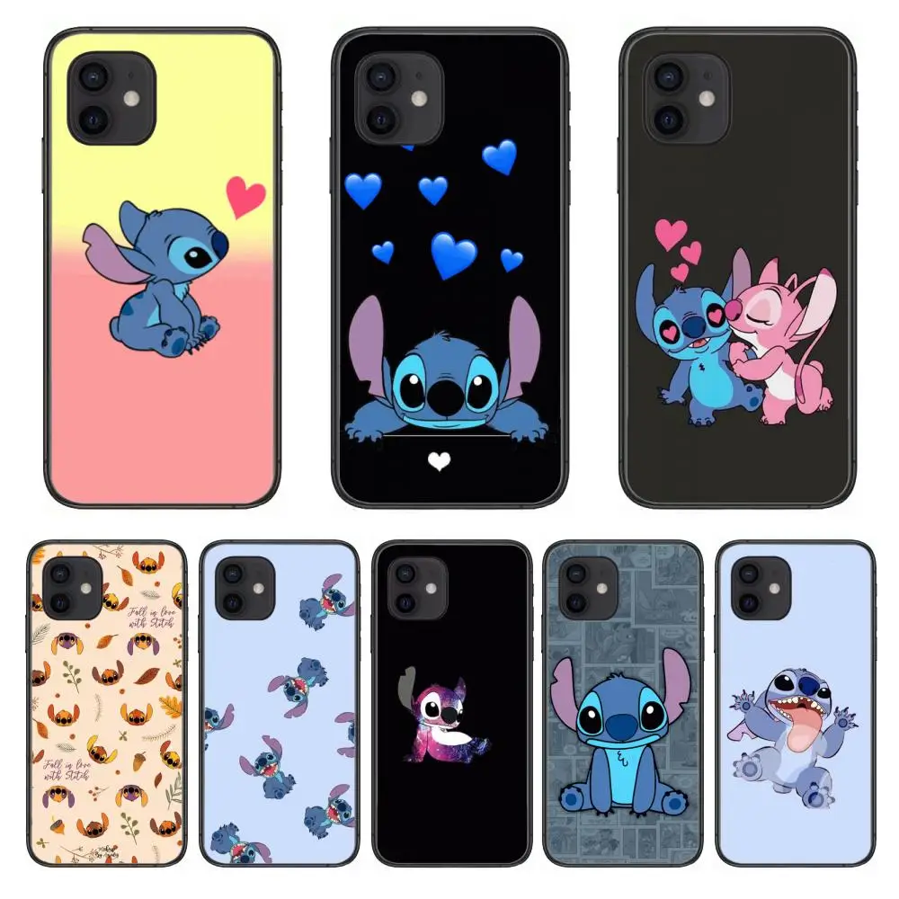 

Disney Stitch Cute Style Phone Case cover For iphone 12 pro max 11 8 7 6 s XR PLUS X XS SE 2020 mini black cell shell