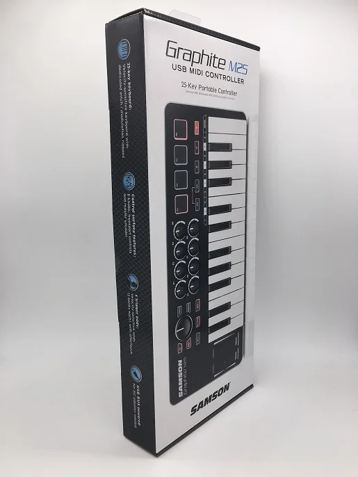 100% Оригинальный Samson GRAPHITE M25 портативный 25-клавишный USB MIDI-контроллер с