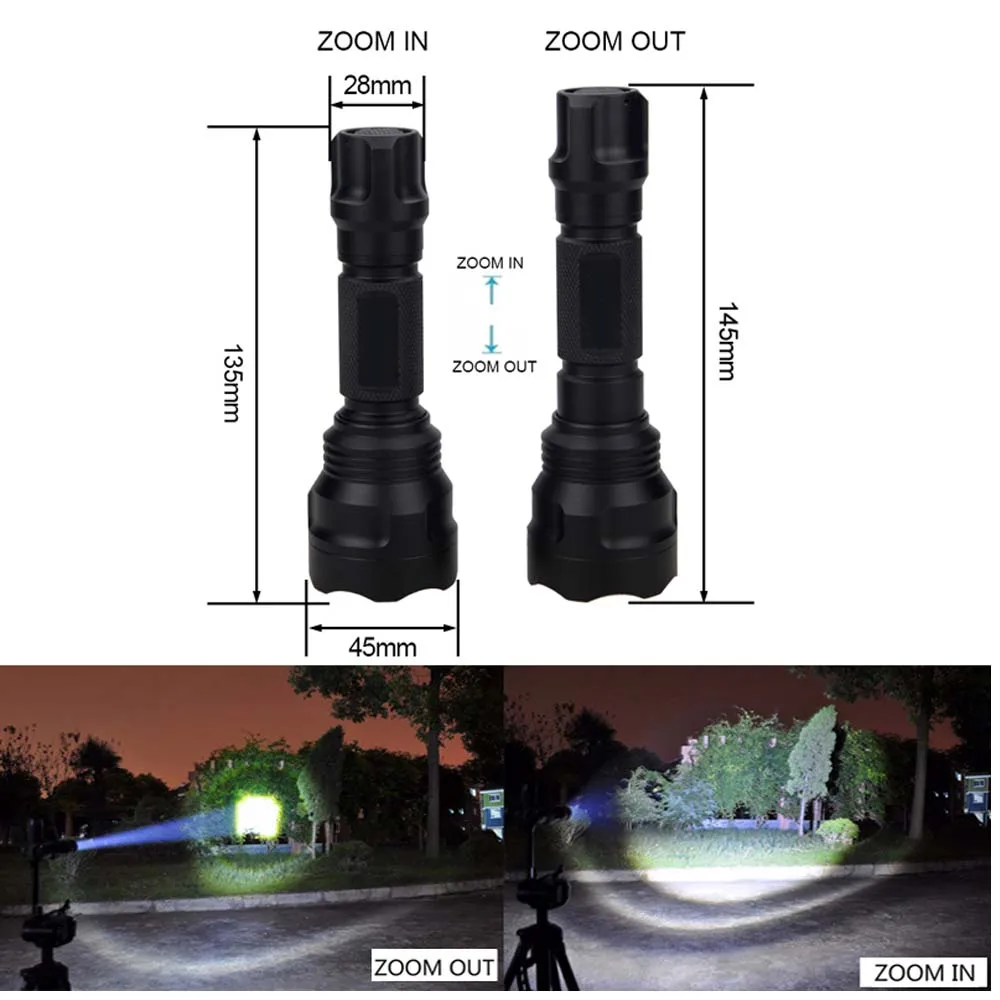 C8 CREE XM-T6 светодиодный 1 Режим Портативный Тактический супер яркий фонарик с батареей 18650 подходит для езды на велосипеде, кемпинга, туризма и охоты
