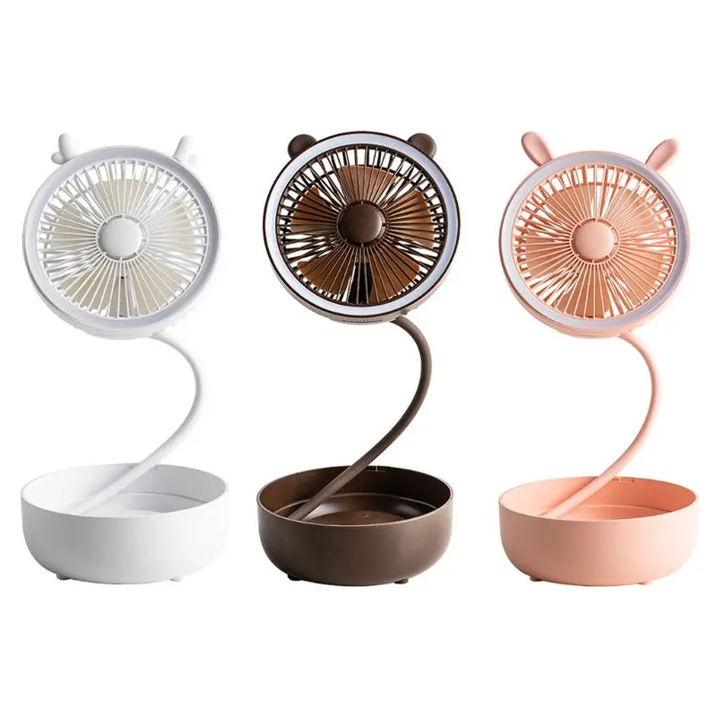 

Folding Storage LED Lamp Portable USB Fan Desktop Light With Non-slip Soft Feet K1AD