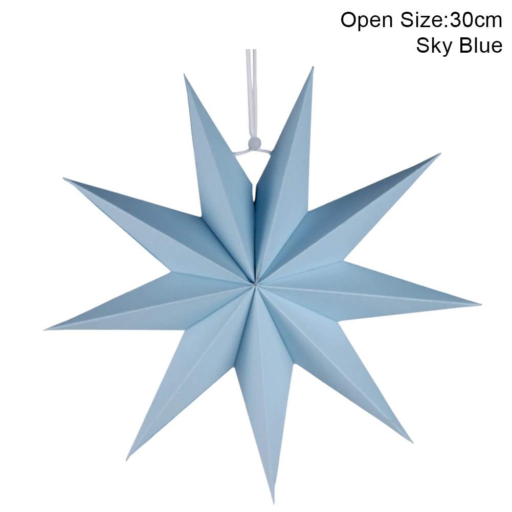 30cm Sky Blue 1 шт. Новогоднее украшение 60 см 24 ''рождественское Висячие бумажные Звездные фонарики рождественские украшения фестиваль Рождественское украшение для дома - Цвет: 30cm Sky Blue