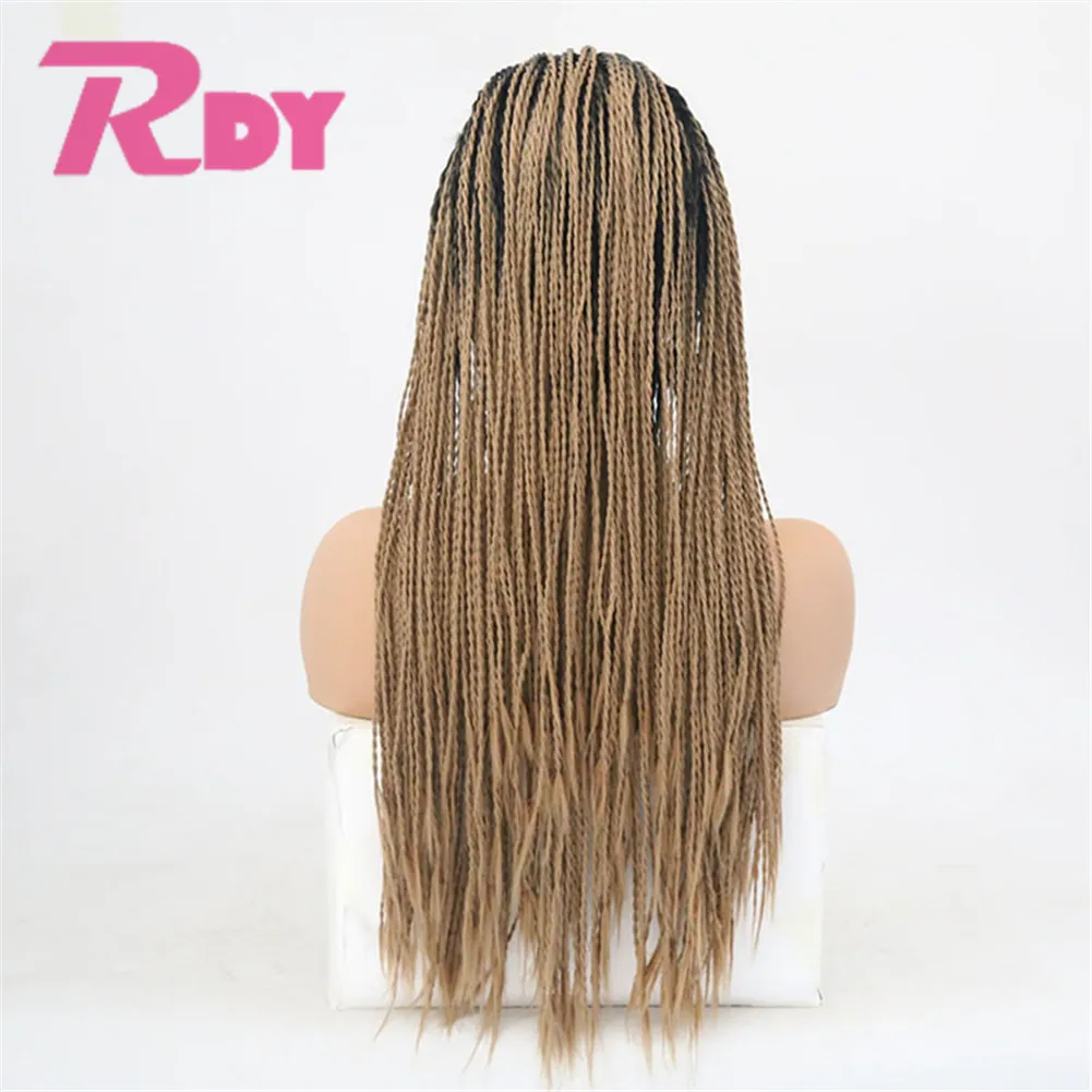 Rongduoyi Ombre Brown High Temperature Fiber Hair Synthetic Lace Front Wigs for Women 2x Twist Braids Long Wig | Шиньоны и парики