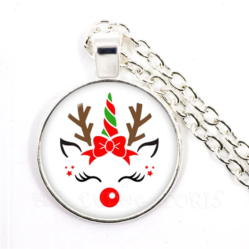 Милое ожерелье с единорогами 25 мм стеклянный купольный кабошон кулон для женщин