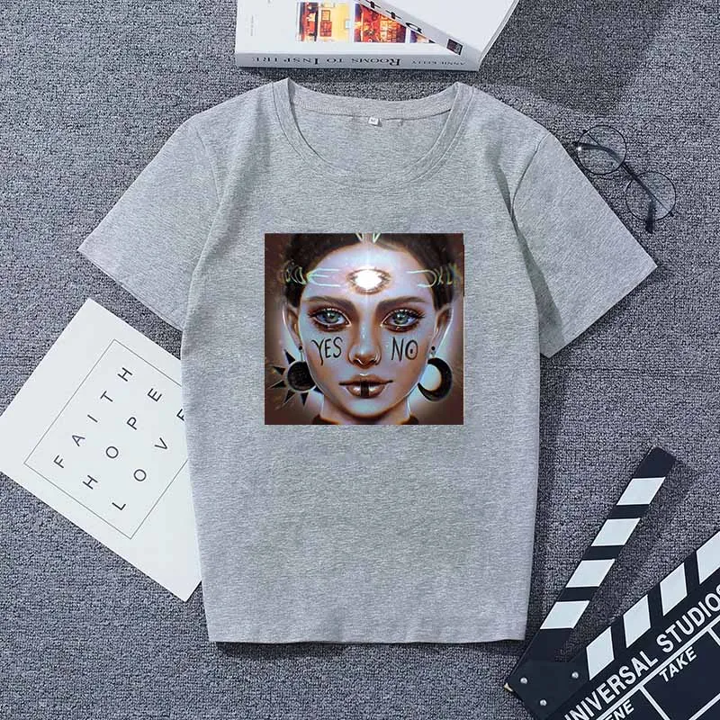 Gray03 Female T-shirt harajuku gym gothic hope world clothes t shirt women tops friends vlone vintage stranger things ariana grande - Цвет: Gray03