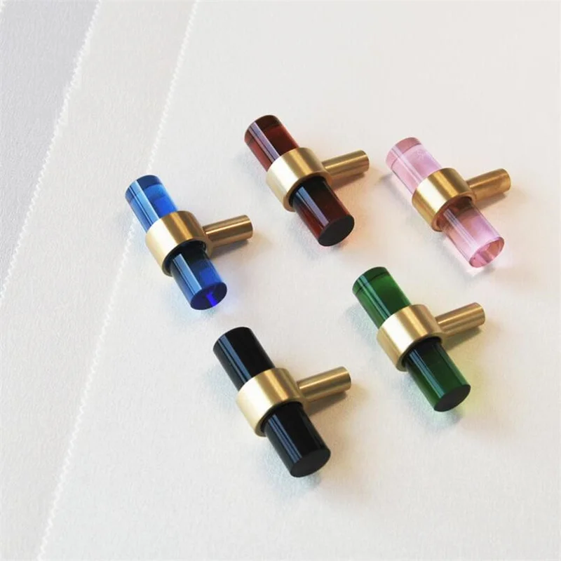 Nordic Brass+Crystal Cabinet Handle Creative Wardrobe Door Knob Furniture Drawer Small T Bar Handles 50*14mm drawer knobs | Обустройство