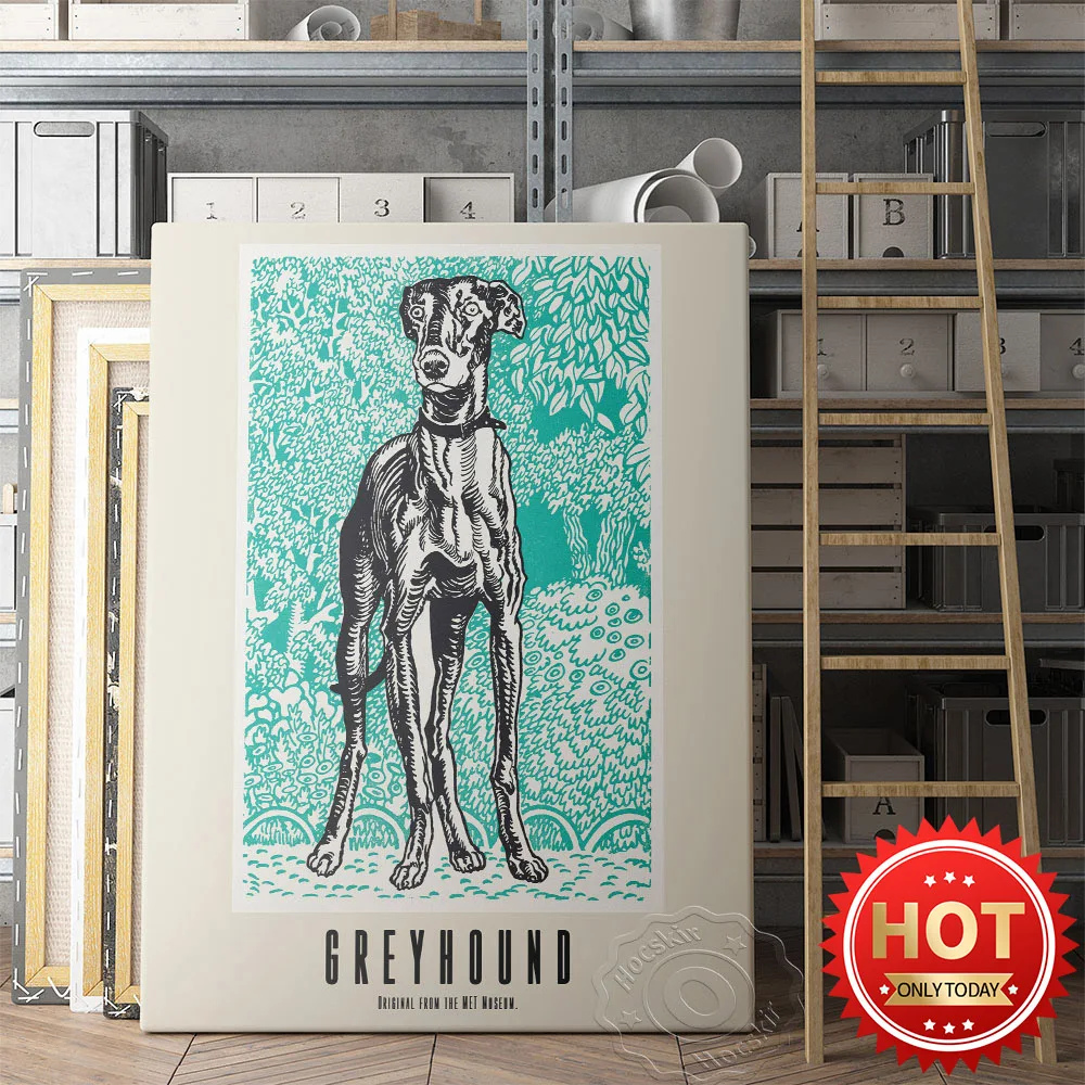 

Moriz Jung Metropolitan Museum Exhibition Poster, Moriz Art Works Greyhound Decor Mural, Animal Illustration Vintage Art Prints