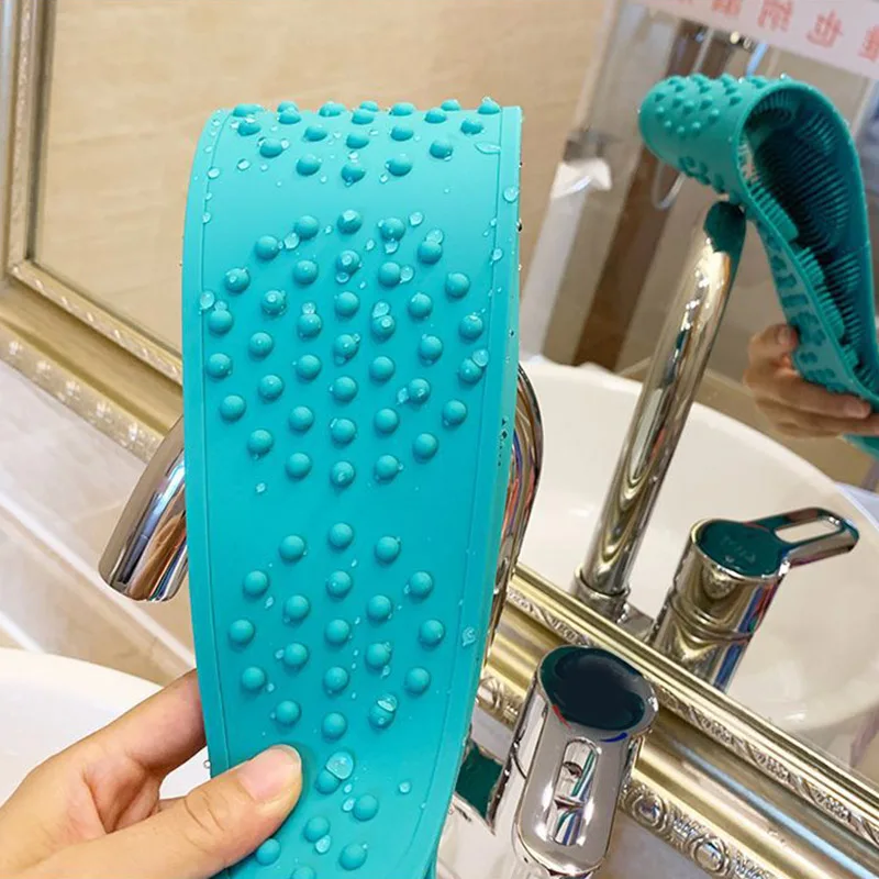 Body Wash Silicone Body Scrubber Belt Double Side Shower Exfoliating Belt Removes Bath Towel DC156