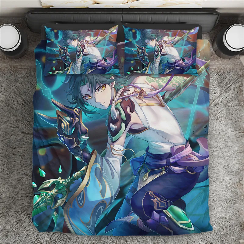 

Game Genshin Impact Xiao Bedding Sets Japan Anime Home Textile Comfortable Duvet Cover with Pillowcase Twin/Queen/King Size