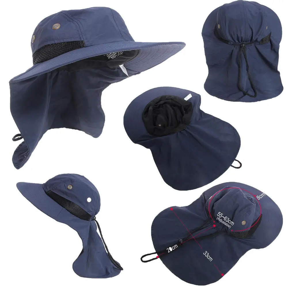 

Summer Hot New Function Neck Flap Boonie Hat Fishing Hiking Safari Outdoor Sun Brim Bucket Bush Cap Casual Style