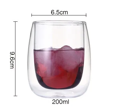 C-200ml 1 шт., двойные кофейные чашки для напитков, с изоляцией, с двойными стенками, стеклянная чайная чашка, креативный подарок, посуда для напитков, verre, шампань - Цвет: C-200ml