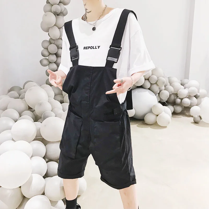 Для мужчин летние тонкие свободные Повседневное черный короткий комбинезон