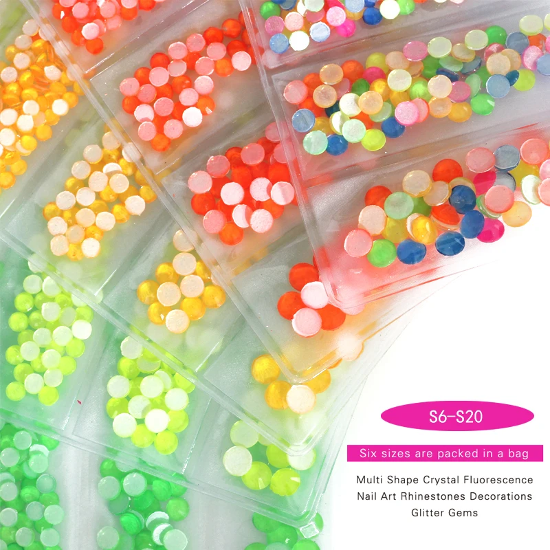 Микс Размер флуоресцентные светящиеся стразы s Серебристые Стразы без горячей