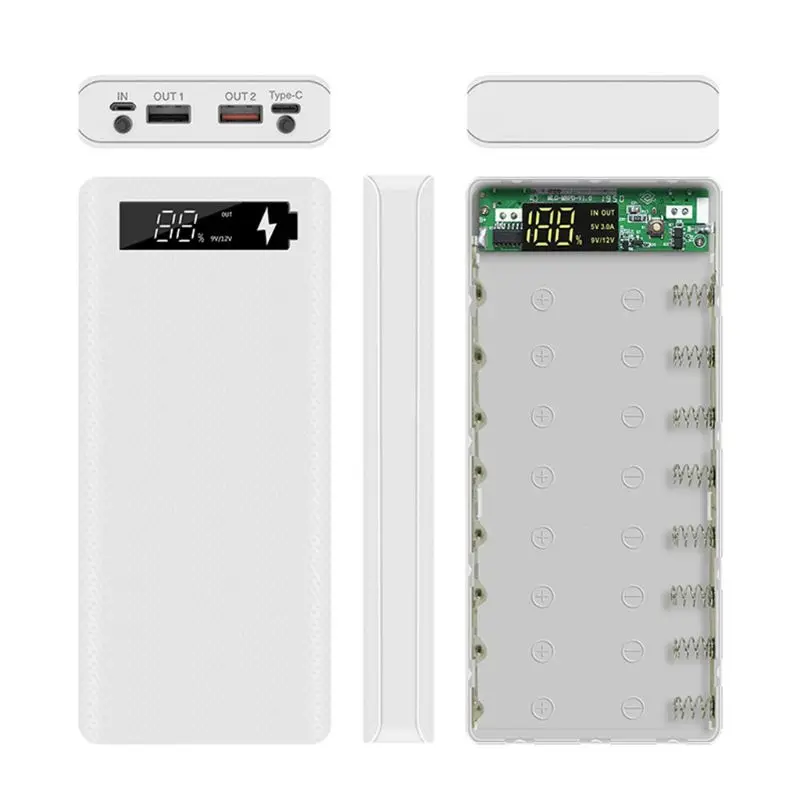 

QC3.0 PD Display DIY 8x18650 Battery Case Power Bank Shell Quick Charge Box
