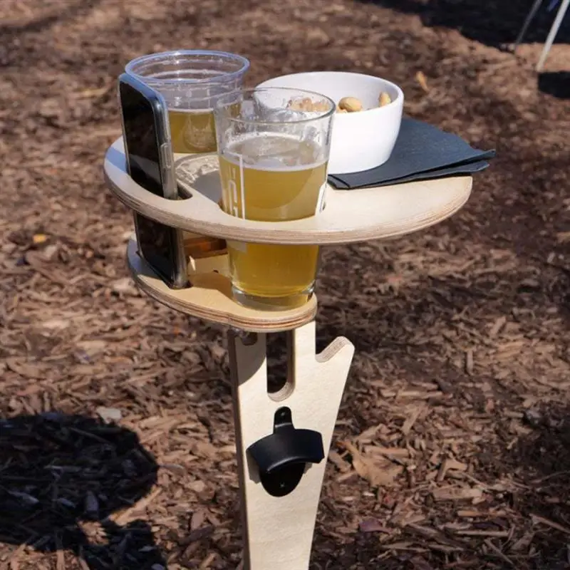 Double layer Outdoor Portable Foldable Wine Table with Round Desktop Mini Wooden Easy To Carry Rack PicnicParty Travel Tool