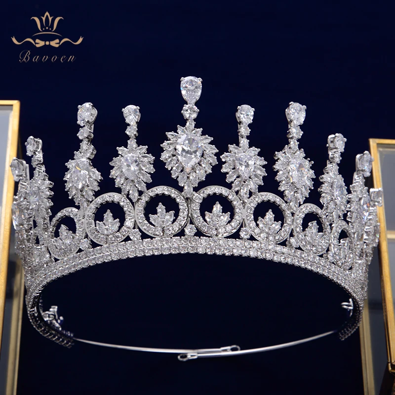 Bavoen высокое качество сверкающий цирконий диадема для невесты корона повязки
