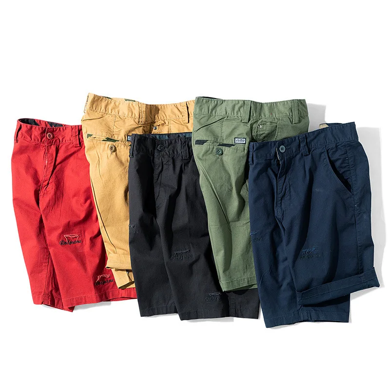 

Dropshipping New Cargo Shorts Men Casual Loose Pure Cotton Men's Summer Shorts Vintage Classic Pockets Cargo Shorts Men No Belt