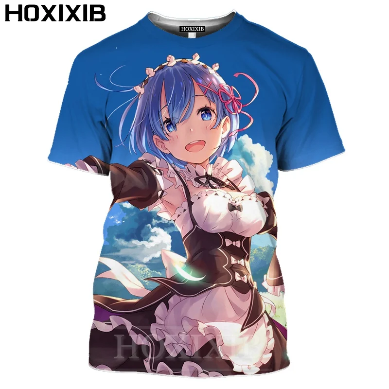 Футболка hoxib Re Zero для мужчин и женщин Пляжная 3d футболка с принтом аниме девушек