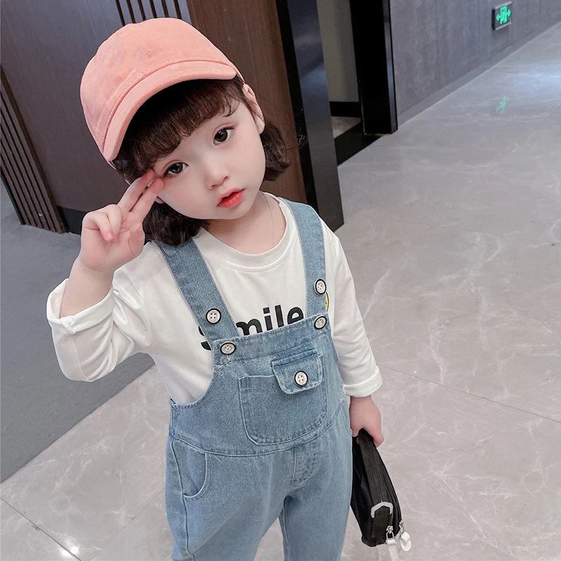 Toddler Kids Overalls Baby Boys Girls Denim Pants Spring Autumn Clothes Children's Overalls Casual Loose Jeans Jumpsuit 1-6Y