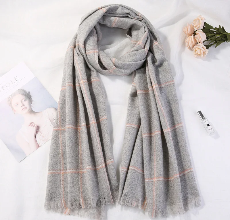 

Winter Lattice Super Large Cashmere Shawl for European and American Wool Scarf Women,Dual Purpose Long Thickened Thermal Scarf