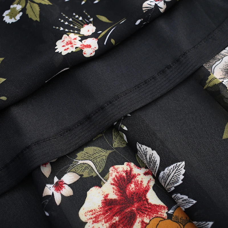 

Chiffon Half-Length Skirt In 2021 New Pleated A Word Elastic Waist Small Flower Girl Summer Black Pendulum