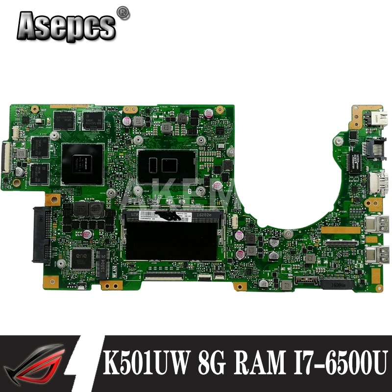 

Akmey K501UW Laptop Motherboard For Asus K501UXM K501UQ K501UW Mainboard GTX960M /I7-6500 CPU/8G-RAM/ DDR4