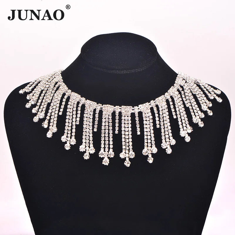3 Rolls Fringe JUNAO 45 см прозрачный кристалл отделка стразы бахрома Талия цепь тело коготь цепь швейная кисточка Сексуальная одежды цепочка для поделок своими руками - Цвет: 3 Rolls Fringe