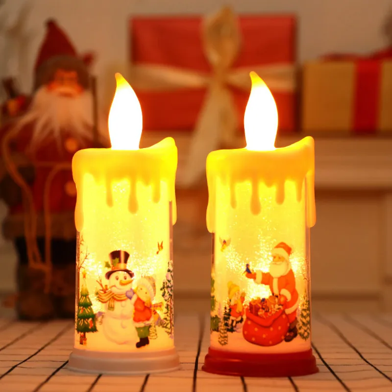 Счастливого Рождества Каплевидная форма лампы в форме свечи электронная лампа